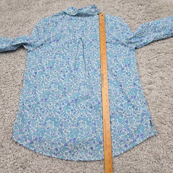 Vineyard Vines Top Women 6 Blue Floral Button Up Long Sleeve Lightweight Relaxed - Picture 9 of 11